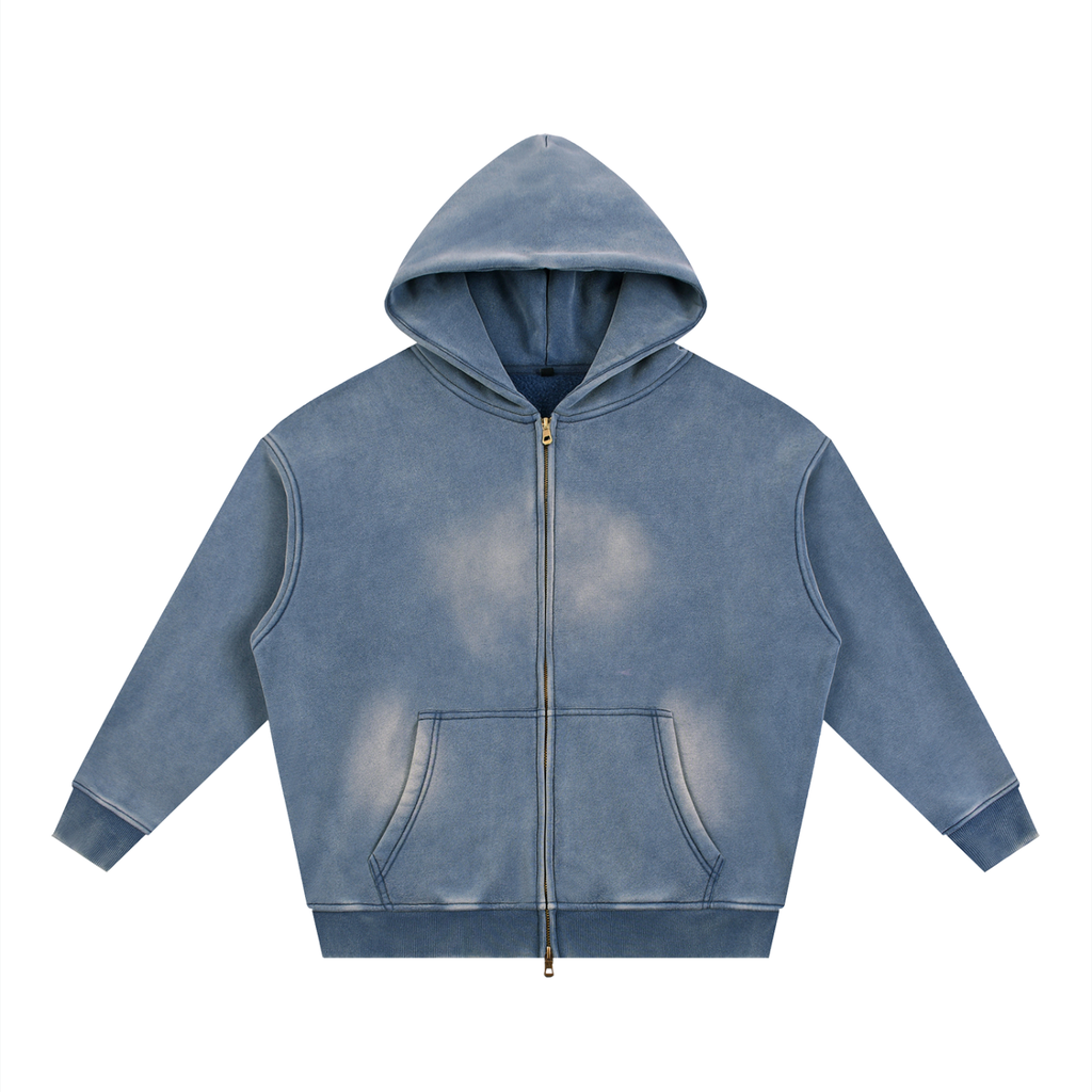 Sunfade Two-way Zipper Boxy Fleece Hoodie - ACE