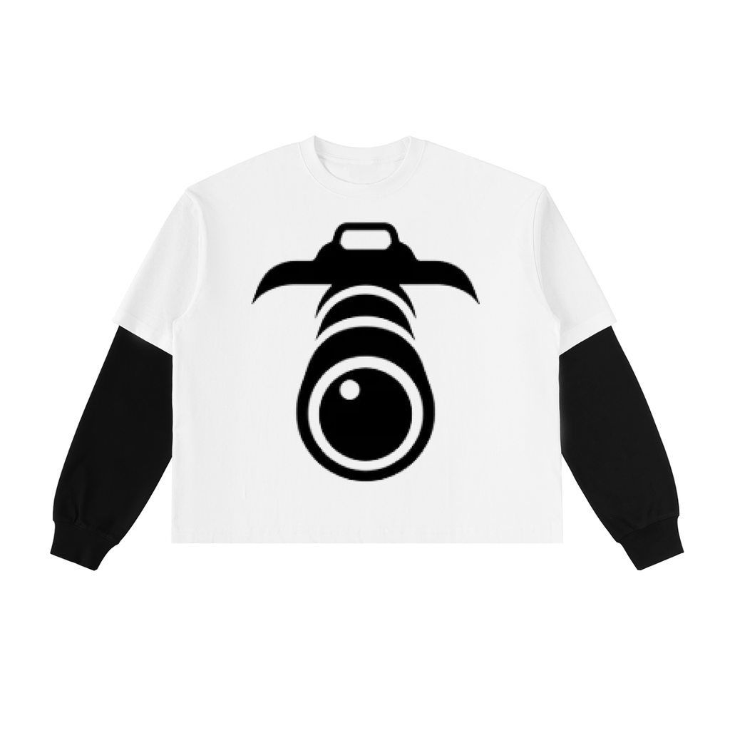 Layered Contrast Sleeve Cotton T-Shirt - ACE