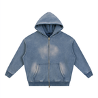Women Sunfade Fleece Hoodie - Two-way Zipper Boxy Style - ACE