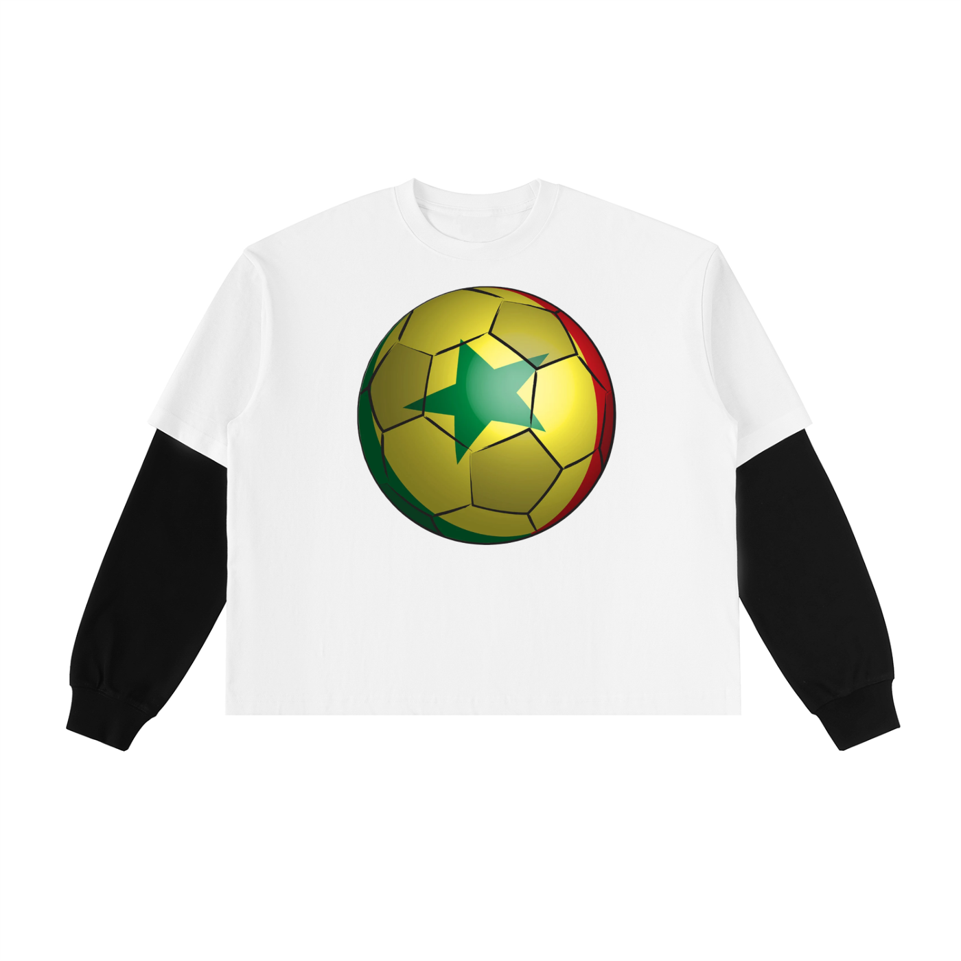 Layered Contrast Sleeve Cotton T-Shirt - ACE