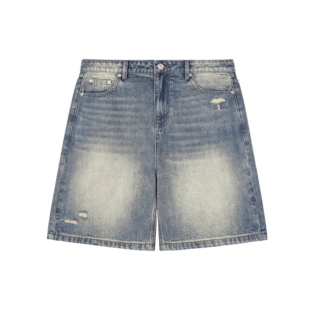 Faded Distressed Baggy Denim Shorts - ACE