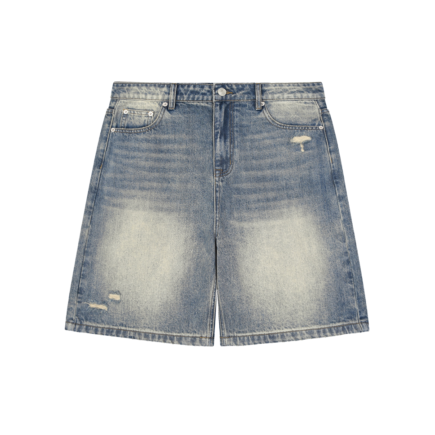 Faded Distressed Baggy Denim Shorts - ACE