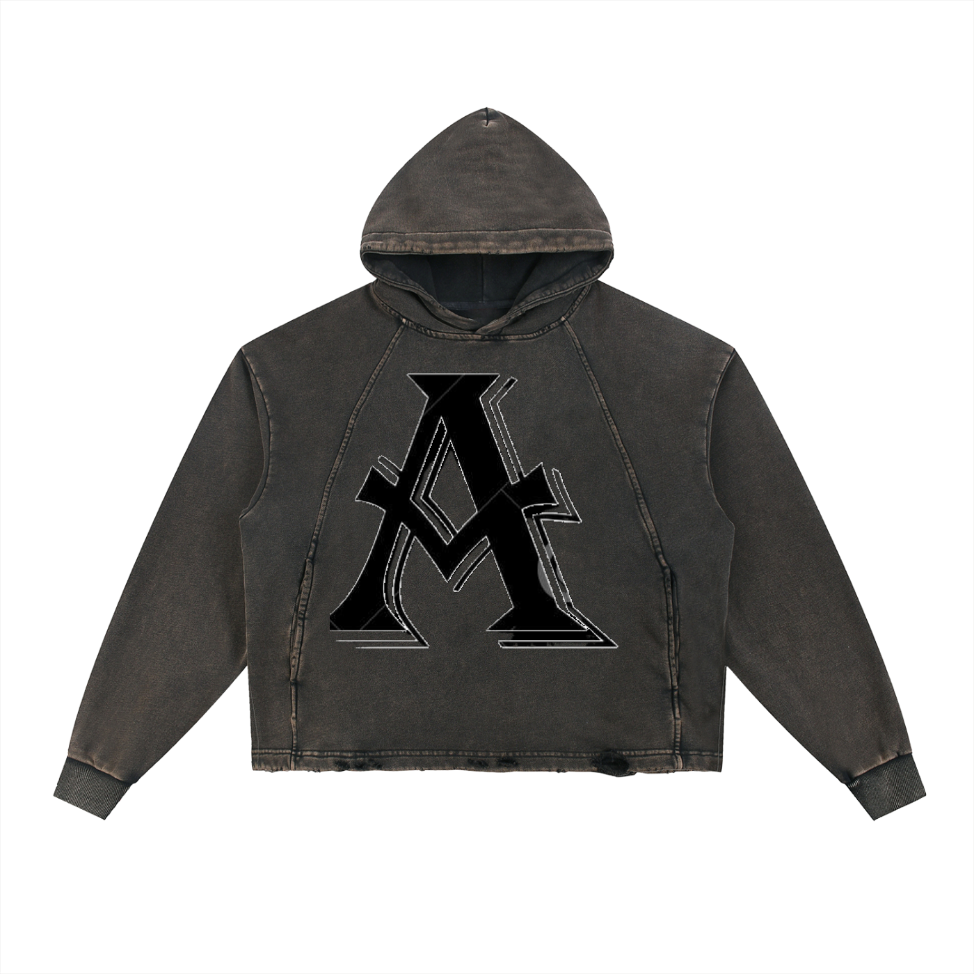 Vintage Washed Frayed-Hem Hoodie - ACE