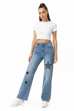 Women Vintage Wash Wide Leg Jeans - ACE