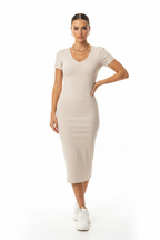Women's V-Neck Short Sleeve Maxi Dress - ACE