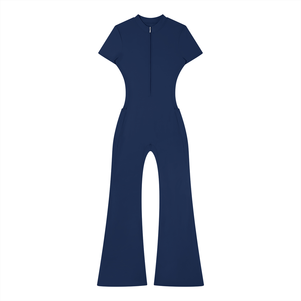 Women’s Tight Flared Leg Quarter-Zip Jumpsuit - ACE
