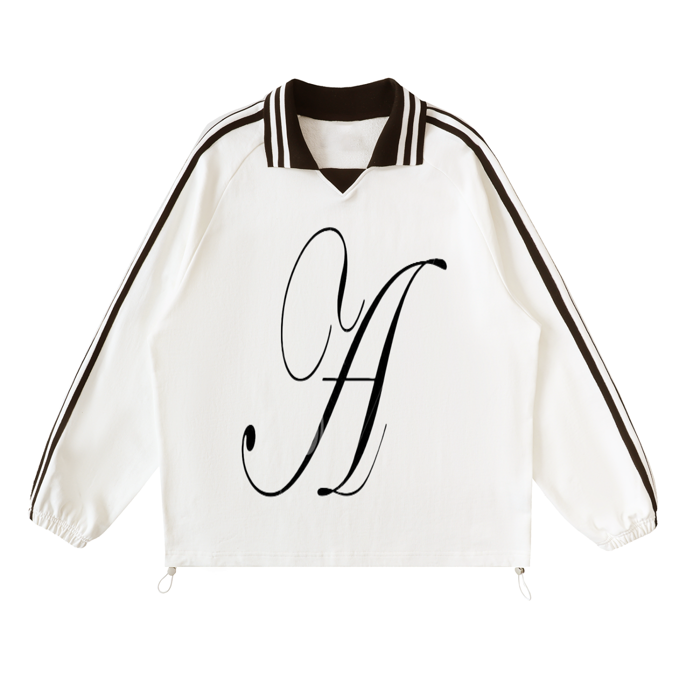 Contrast Striped Lapel Collar Sweatshirt - ACE