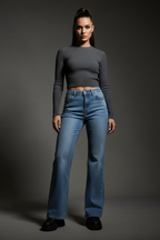 Women's Wide Leg Jeans – Timeless Vintage Wash Style - ACE